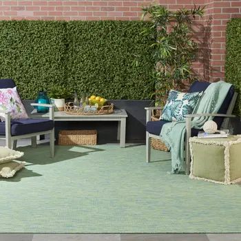 9' X 12' Blue And Green Indoor Outdoor Area Rug