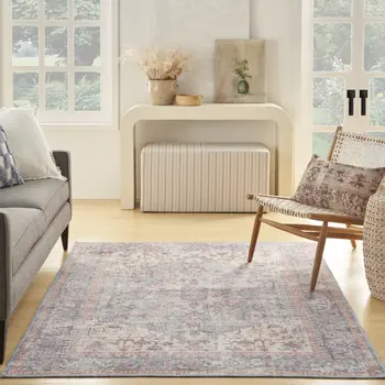 8' Gray And Ivory Abstract Runner Rug