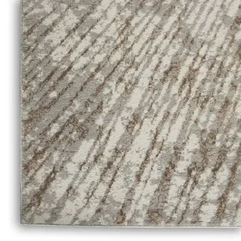 8' Gray And Ivory Abstract Runner Rug