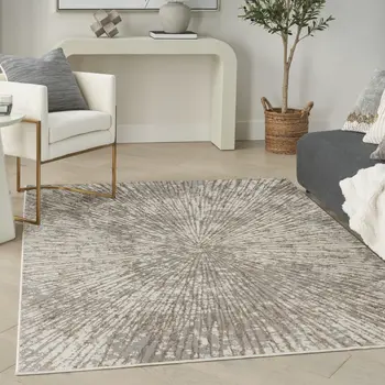 5' X 7' Gray And Ivory Abstract Area Rug