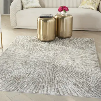 5' X 7' Gray And Ivory Abstract Area Rug