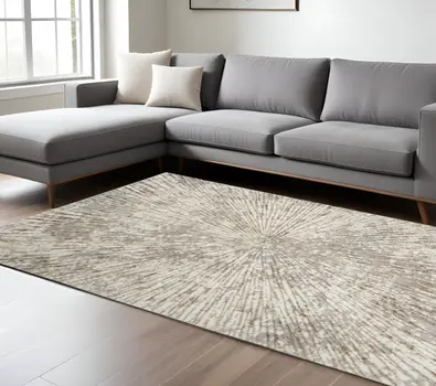9' X 12' Gray And Ivory Abstract Area Rug