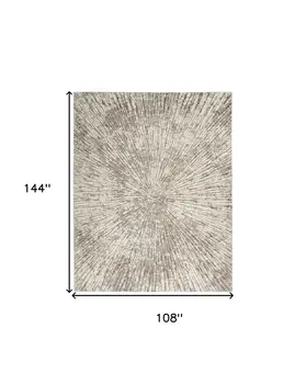 9' X 12' Gray And Ivory Abstract Area Rug