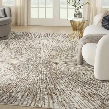 8' X 10' Gray And Ivory Abstract Area Rug