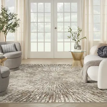 8' X 10' Gray And Ivory Abstract Area Rug