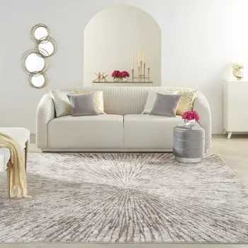 8' X 10' Gray And Ivory Abstract Area Rug