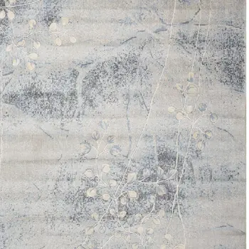 10' X 13' Blue and Silver Floral Power Loom Area Rug