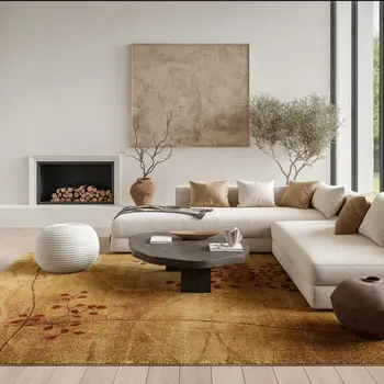 9' X 12' Brown Floral Power Loom Area Rug