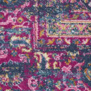9' X 12' Blue Floral Power Loom Area Rug