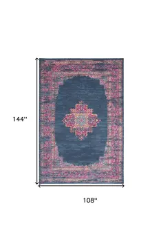 9' X 12' Blue Floral Power Loom Area Rug