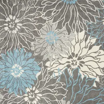 9' X 12' Charcoal Floral Power Loom Area Rug