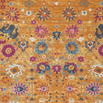 9' X 12' Gold Floral Power Loom Area Rug
