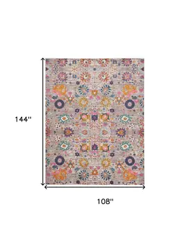 9' X 12' Gray Floral Power Loom Area Rug