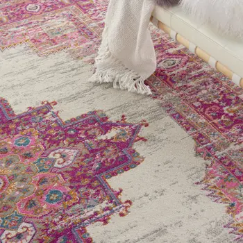 9' X 12' Pink Floral Power Loom Area Rug