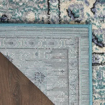 2' X 3' Aqua Floral Power Loom Distressed Area Rug