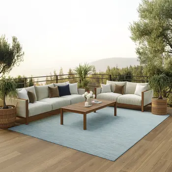 8' X 10' Aqua Indoor Outdoor Area Rug