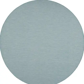 8' Aqua Round Power Loom Area Rug