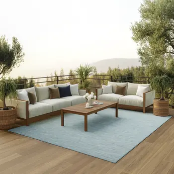 7' X 10' Aqua Indoor Outdoor Area Rug