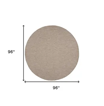 8' Beige Round Indoor Outdoor Area Rug
