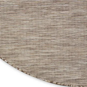 8' Beige Round Indoor Outdoor Area Rug