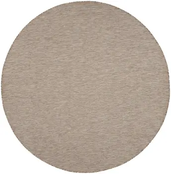 8' Beige Round Indoor Outdoor Area Rug