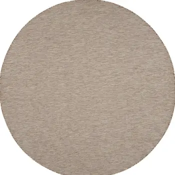 8' Beige Round Indoor Outdoor Area Rug