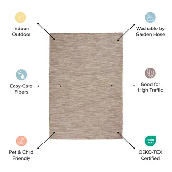 4' X 6' Beige Power Loom Area Rug