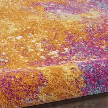 14' Blue Abstract Runner Rug