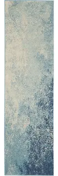 10' Blue Abstract Power Loom Runner Rug