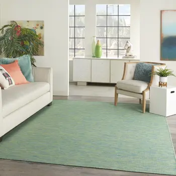 8' X 10' Blue And Green Indoor Outdoor Area Rug