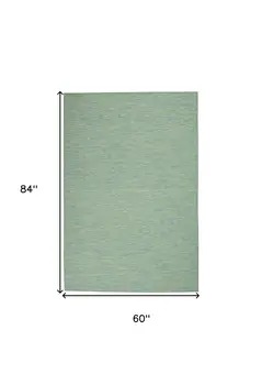 5' X 7' Blue and Green Indoor Outdoor Area Rug
