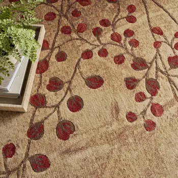 8' X 11' Brown Floral Power Loom Non Skid Area Rug