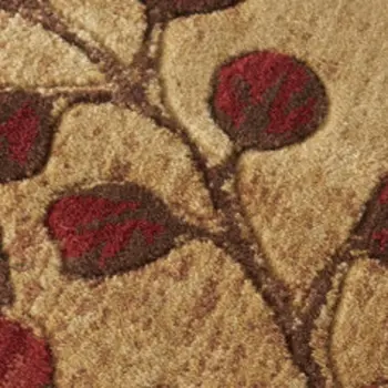 7' Brown and Red Square Floral Power Loom Area Rug