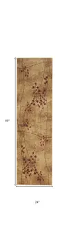 6' Brown Floral Power Loom Runner Rug