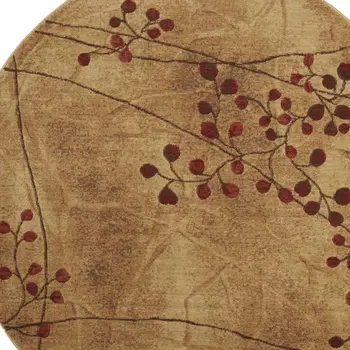 6' Brown Round Floral Power Loom Area Rug