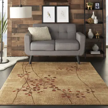 5' X 8' Brown Floral Power Loom Area Rug