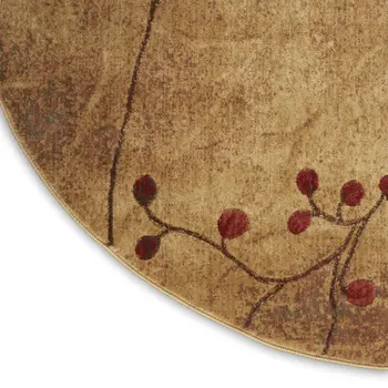 4' Brown Round Floral Power Loom Area Rug