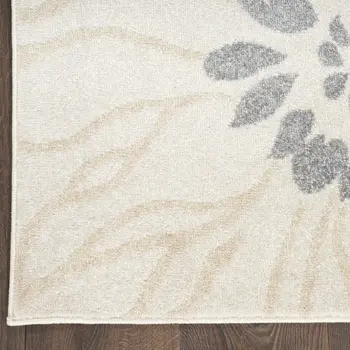 8' X 10' Ivory Gray And Blue Floral Area Rug