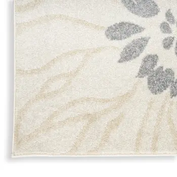8' X 10' Ivory Gray And Blue Floral Area Rug