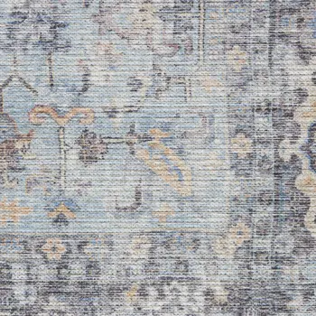 8' X 10' Gray Floral Power Loom Distressed Area Rug
