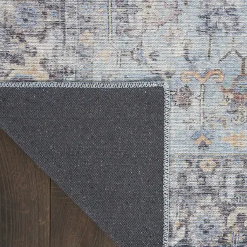 8' X 10' Gray Floral Power Loom Distressed Area Rug