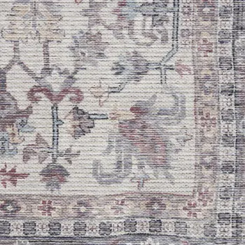 8' X 10' Gray Floral Power Loom Distressed Area Rug