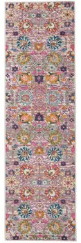 10' Gray Floral Power Loom Runner Rug