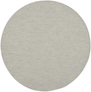6' Gray Round Power Loom Area Rug