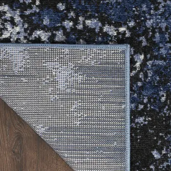 8' X 10' Light Blue Abstract Power Loom Distressed Area Rug