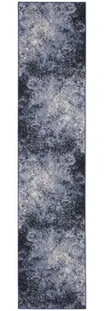 10' Blue And Ivory Abstract Distressed Runner Rug