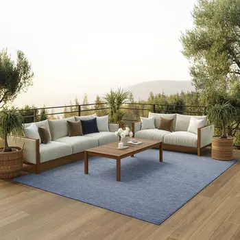 8' X 10' Navy Blue Indoor Outdoor Area Rug
