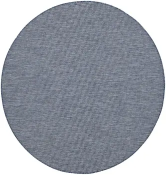 6' Navy Blue Round Power Loom Area Rug