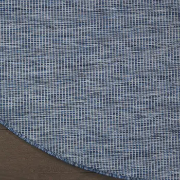 6' Navy Blue Round Power Loom Area Rug