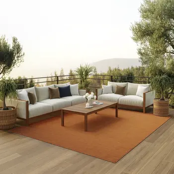 8' X 10' Terra Cotta Indoor Outdoor Area Rug